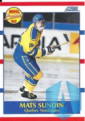 Mats Sundin 1990-91 Blue Score American NHL Prospect #398 Quebec Nordiques